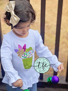{Mardi Gras Gator} girl applique tee