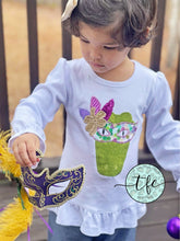 Load image into Gallery viewer, {Mardi Gras Gator} girl applique tee