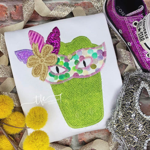 {Mardi Gras Gator} girl applique tee