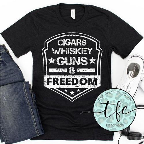 {Cigars, Whiskey, Guns, & Freedom} screen print tee