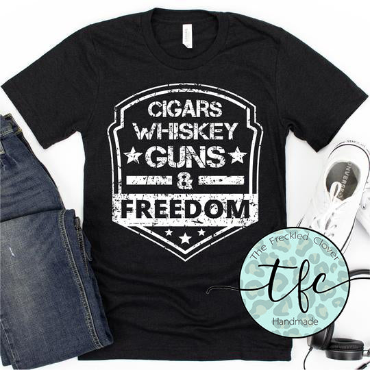 {Cigars, Whiskey, Guns, & Freedom} screen print tee