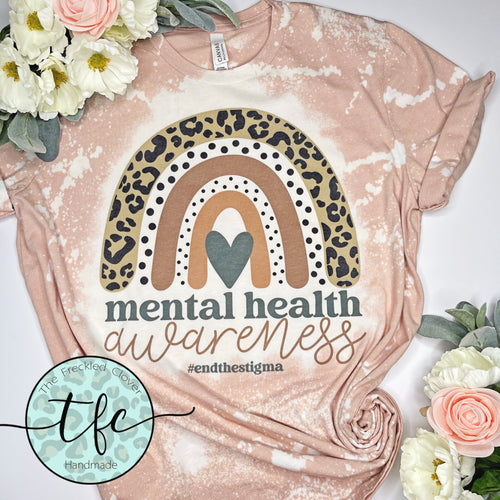 {Mental Health Awareness} distressed rainbow tee