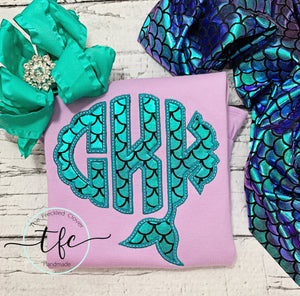 {Mermaid Scallop Applique Monogram} *color options available