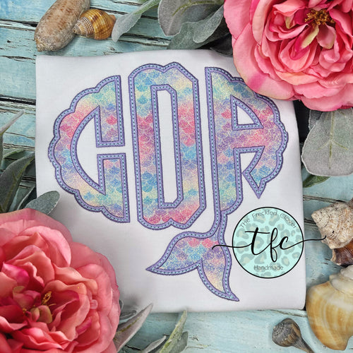 {Mermaid Scallop Applique Monogram} *color options available