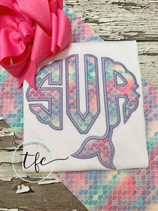 {Mermaid Scallop Applique Monogram} *color options available