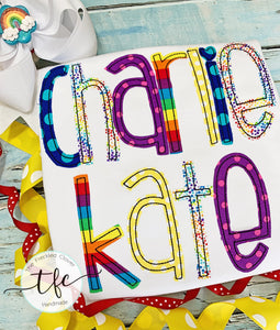 {Skinny Applique Name Tee} Rainbow