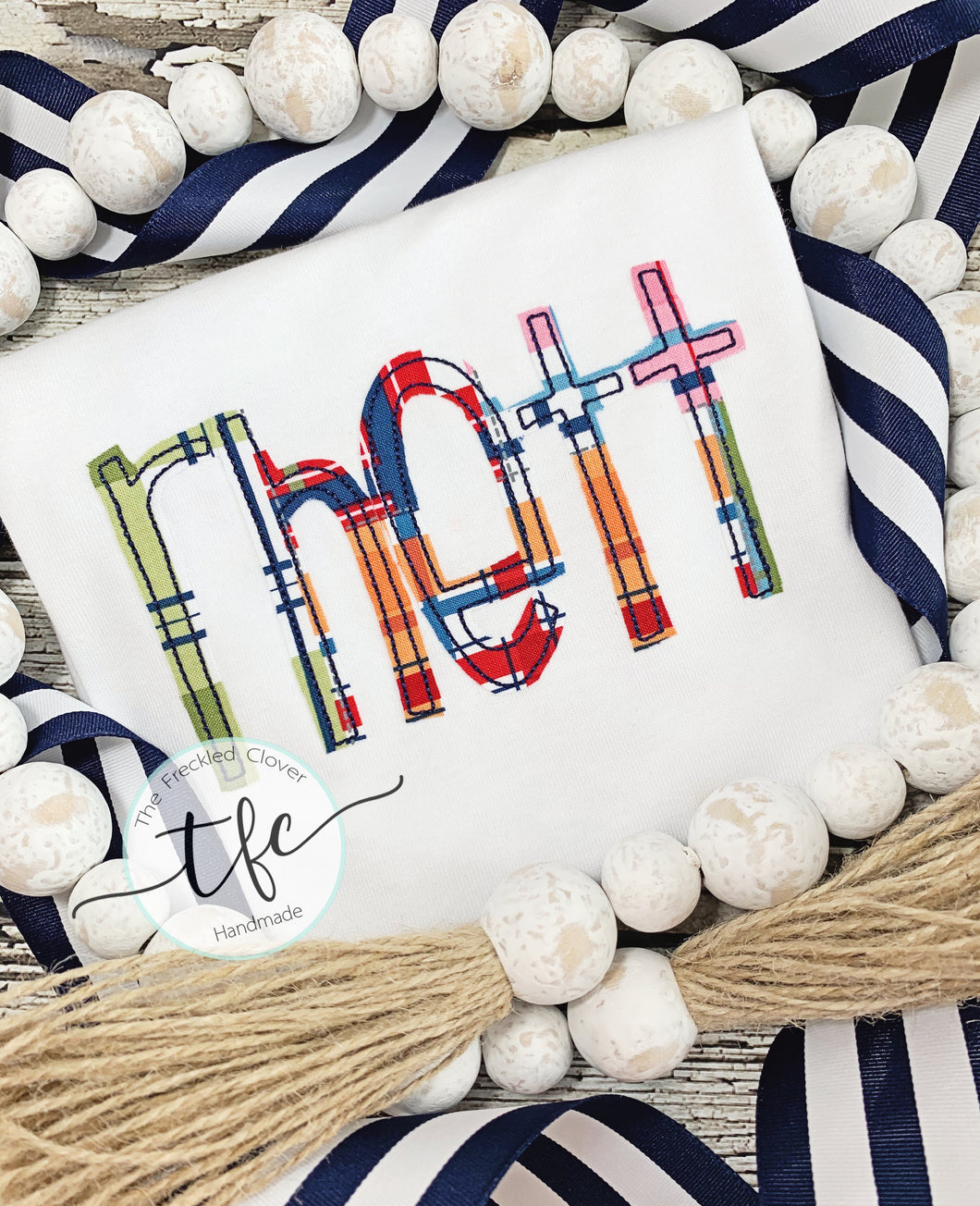 {Skinny Applique Name Tee} boy madras