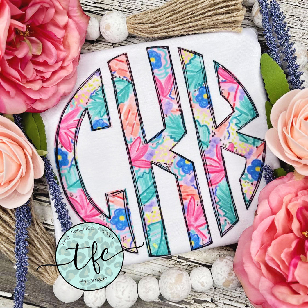 {Floral Spring Monogram} youth sublimation tee
