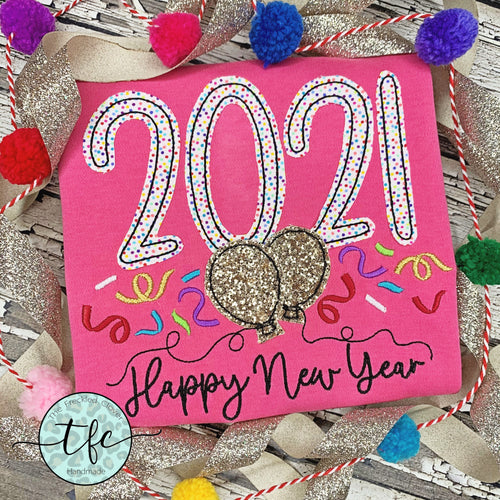 {Happy New Year 2021} applique tee
