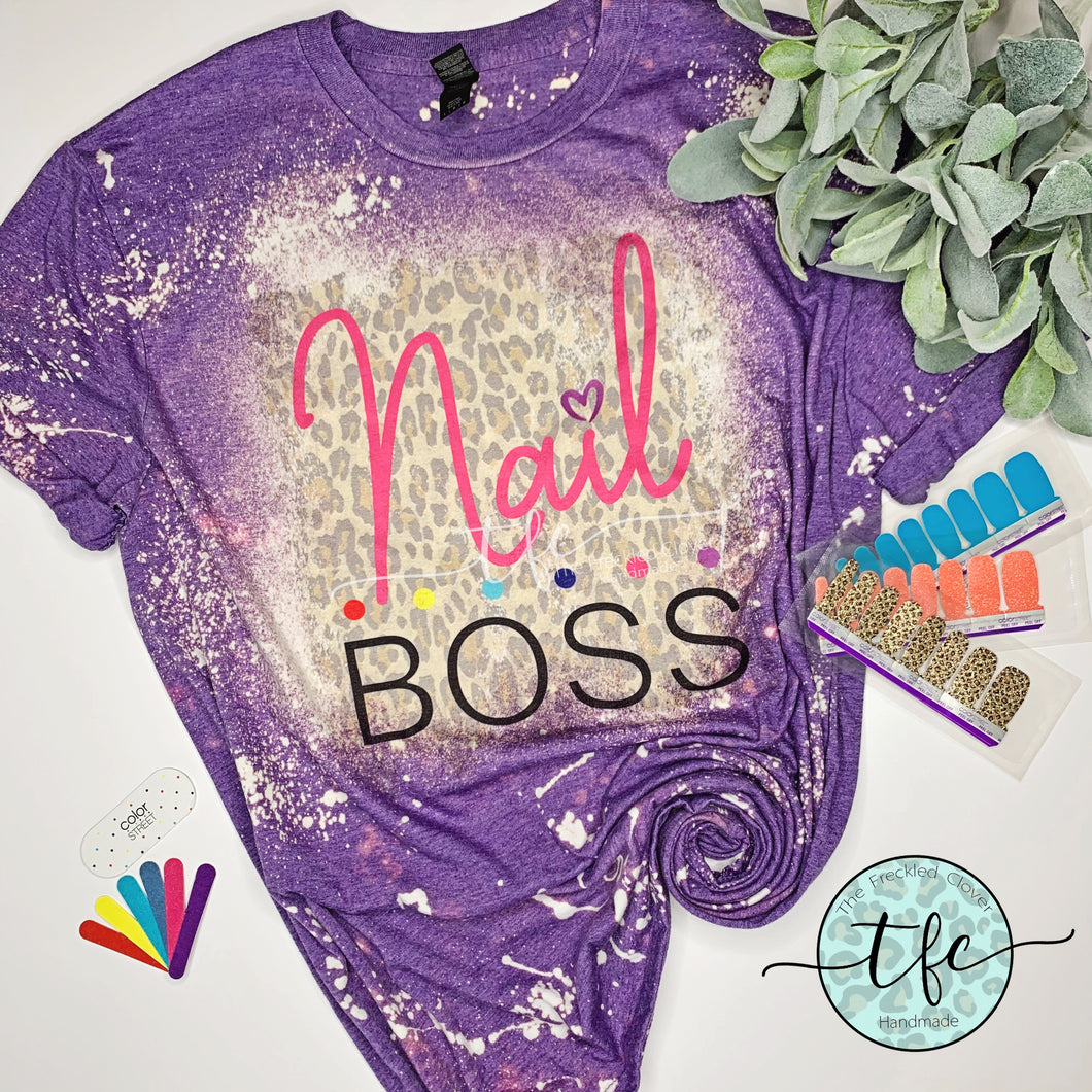 {Nail Boss} leopard distressed tee