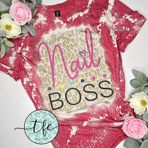 {Nail Boss} leopard distressed tee