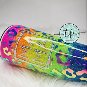 {Rainbow Metallic Leopard} MAMA glitter tumbler
