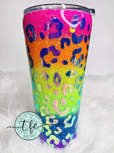 {Rainbow Metallic Leopard} MAMA glitter tumbler