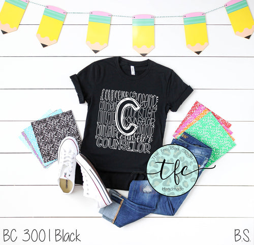{Counselor} screen print tee