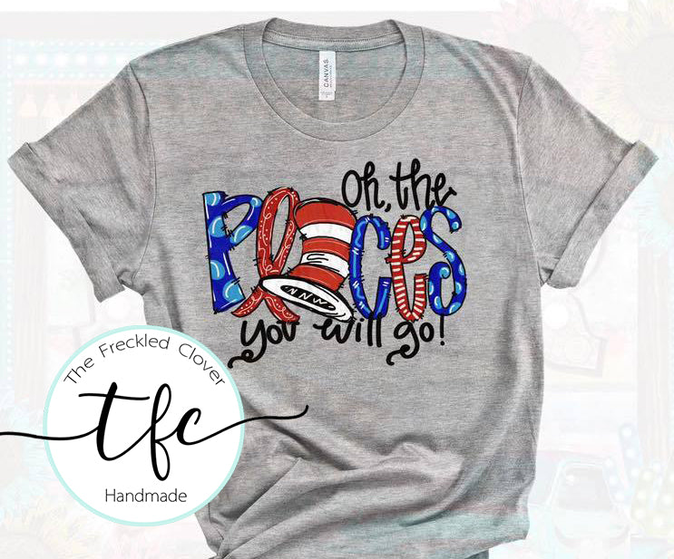 {Oh, The Places You'll Go} adult screen print tee