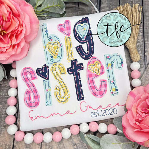 {Custom Big Sister} applique tee
