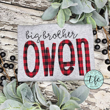 Load image into Gallery viewer, {Buffalo Plaid + Gray} name tee