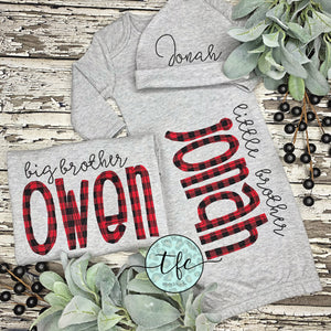 {Buffalo Plaid + Gray} name tee