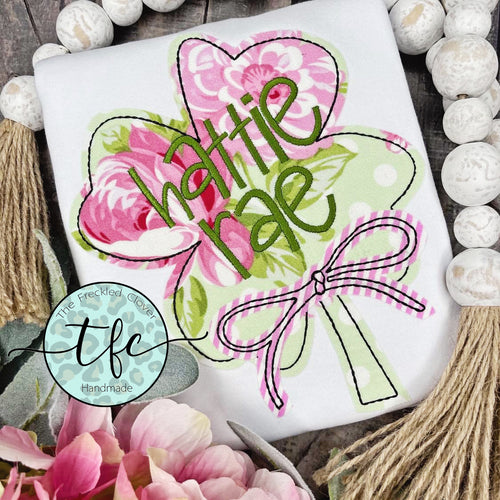 {Lucky Shamrock + Bow} applique tee