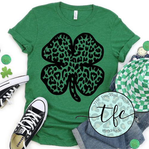 {Leopard Shamrock} screen print tee