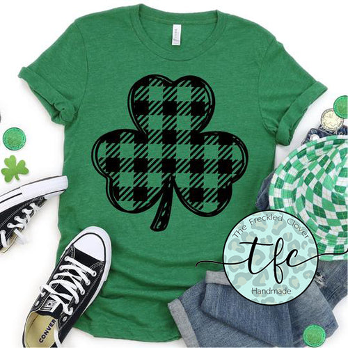 {Plaid Shamrock} screen print tee