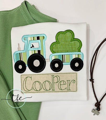 {Hop On The Lucky Train} applique tee