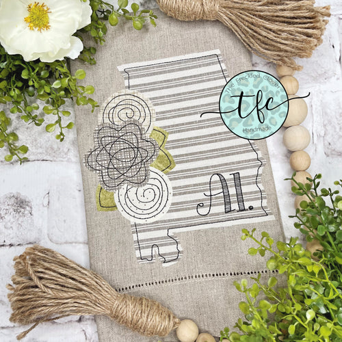 {Neutral Floral Alabama} Tea Towel