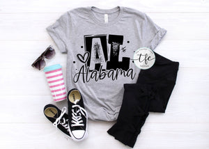 {Alabama Block Letters} screen print tee