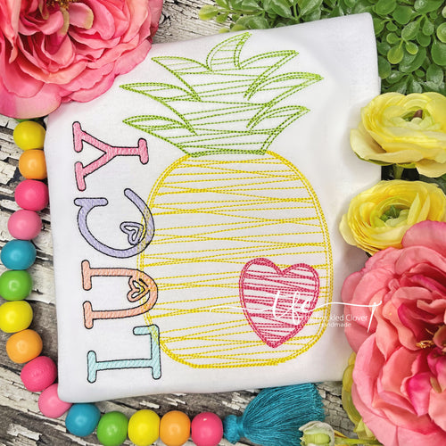{Sketchy Rainbow Pineapple} embroidery tee