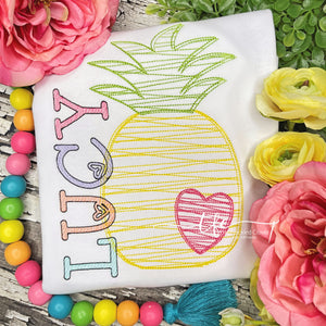 {Sketchy Rainbow Pineapple} embroidery tee