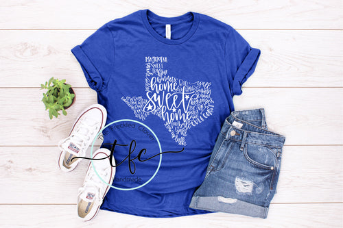 {Texas Wording} screen print tee