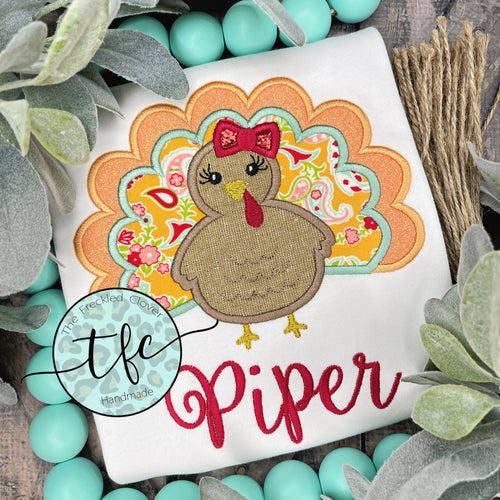 {Fancy Feathers} turkey applique tee