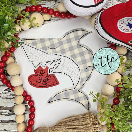 {Love Bites- Valentine Shark} applique design