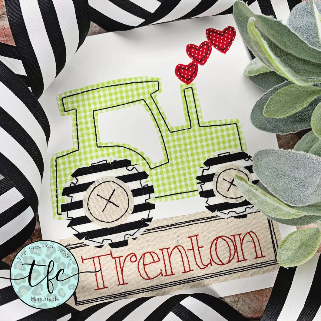 {Valentine Tractor} applique design
