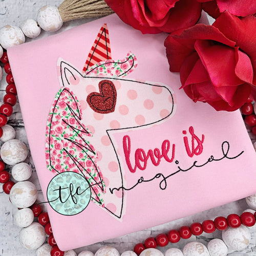{Love Is Magical- Valentine Unicorn} applique design