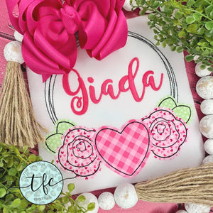 {Floral Valentine Wreath} applique design