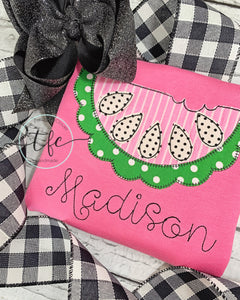 {Vintage Stitch Watermelon} Applique Tee