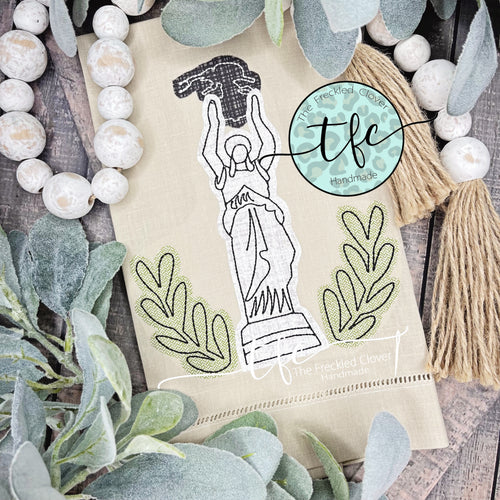 {Boll Weevil Monument} applique tea towel