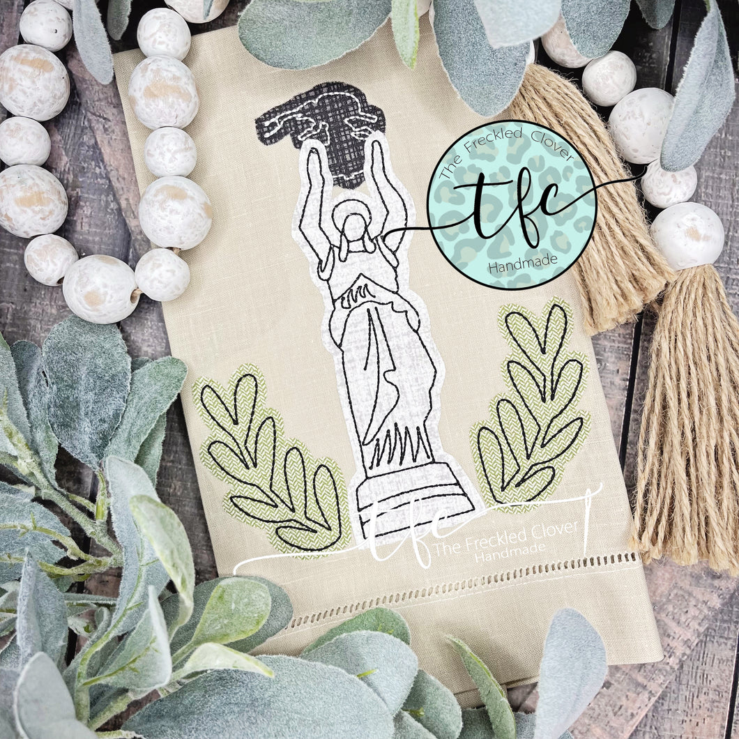 {Boll Weevil Monument} applique tea towel