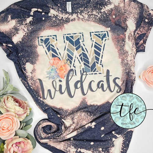 {Floral Geo Wildcats} distressed tee