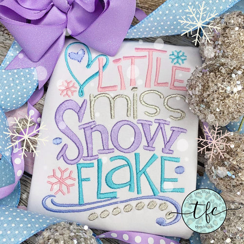 {Little Miss Snowflake} embroidery tee