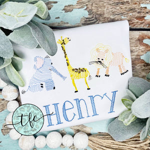 {Swirly Zoo Friends} unisex embroidery tee