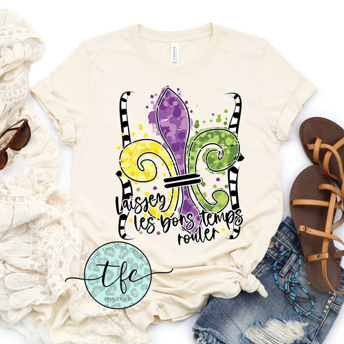 {Fleur de lis- Laissez Les Bons temps rouler} screen print tee