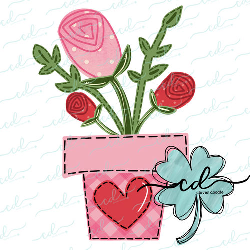 {Valentine Flower Pot} SUBLIMATION Tee