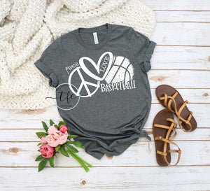 {Peace. Love. Basketball} screen print tee