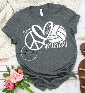 {Peace. Love. Volleyball} screen print tee