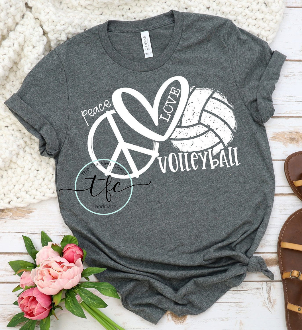 {Peace. Love. Volleyball} screen print tee